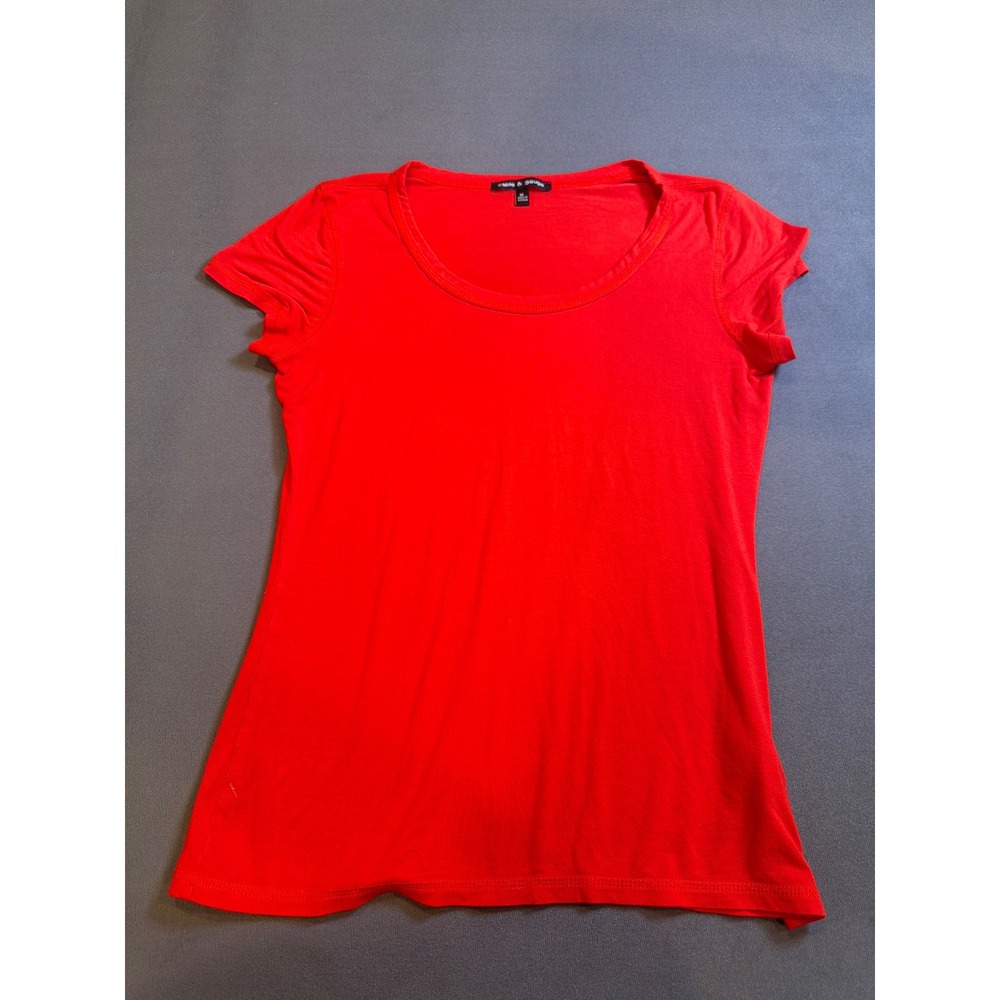 Cable & Gauge Womens T-Shirt Medium Red Scoop Neck Stretch Casual CX12961